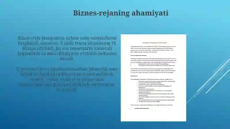 BIZNES-REJANING TAVSIFI VA TARKIBIY QISMLARI 4