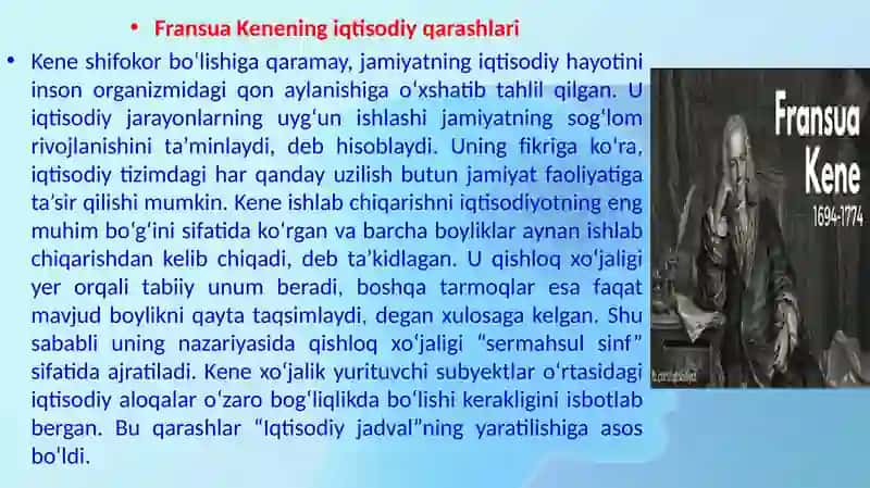 f. kenening asosiy asari «iqtisodiy jadval»da ijtimoiy takror ishlabchiqarish jarayonining tahlili v 4