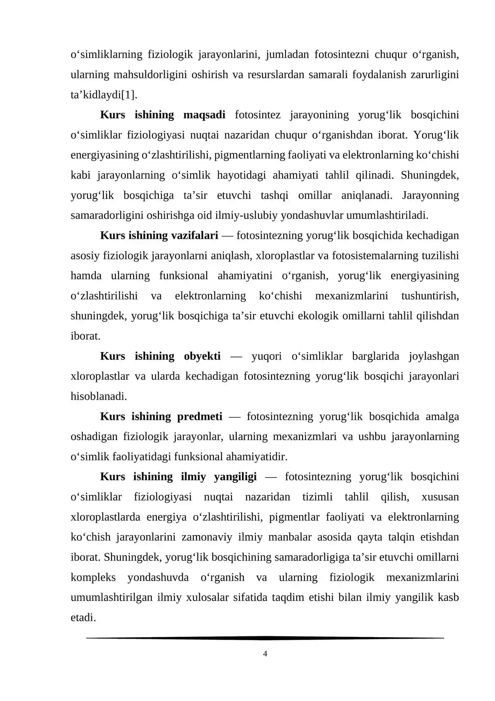 O‘simliklar fiziologiyasi fanidan KURS ISHI 4
