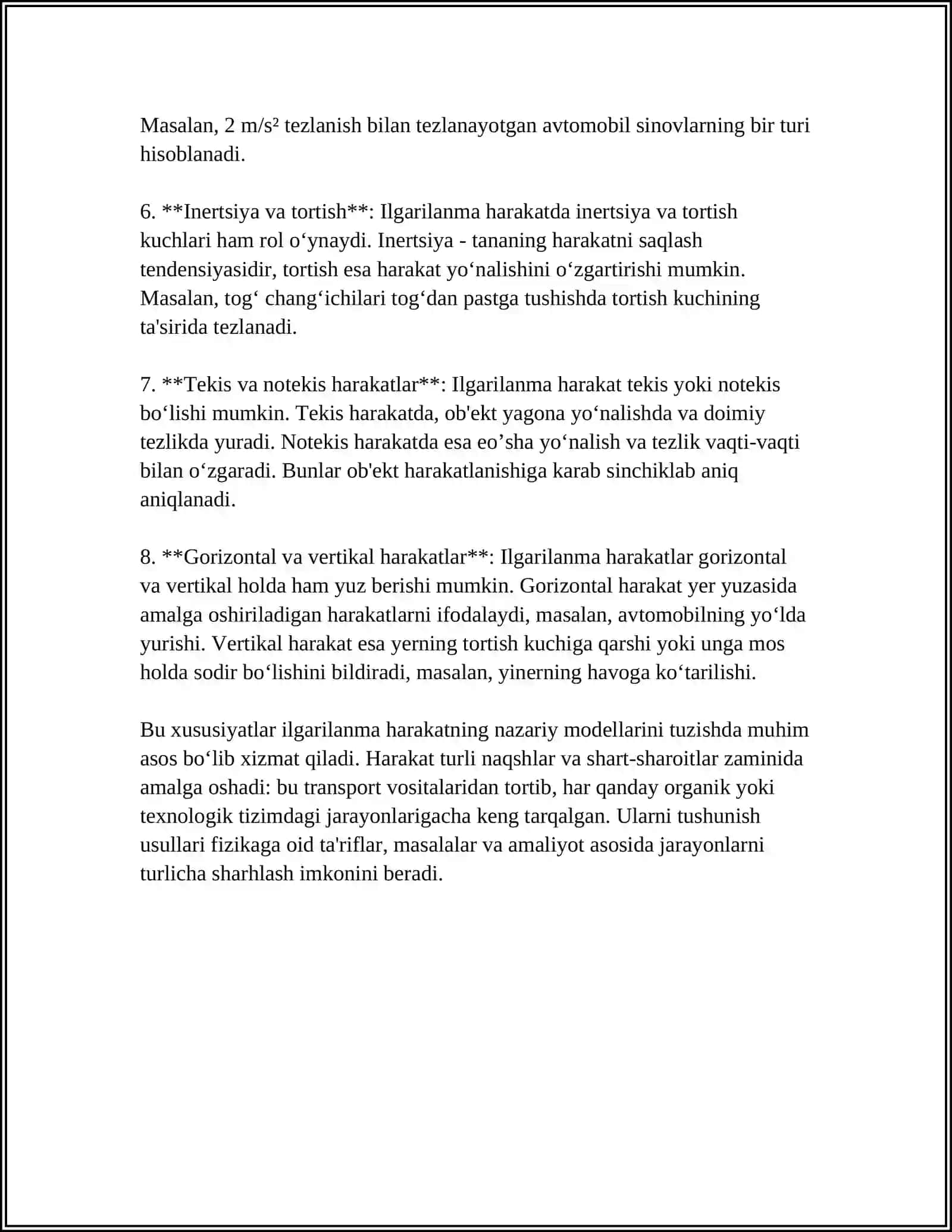 ILGARILANMA VA AYLANMA XARAKATLARDA QATTA JISM NUQTALARINING TEZLIGINI VA TEZLANISHLARINI ANIQLASH 4