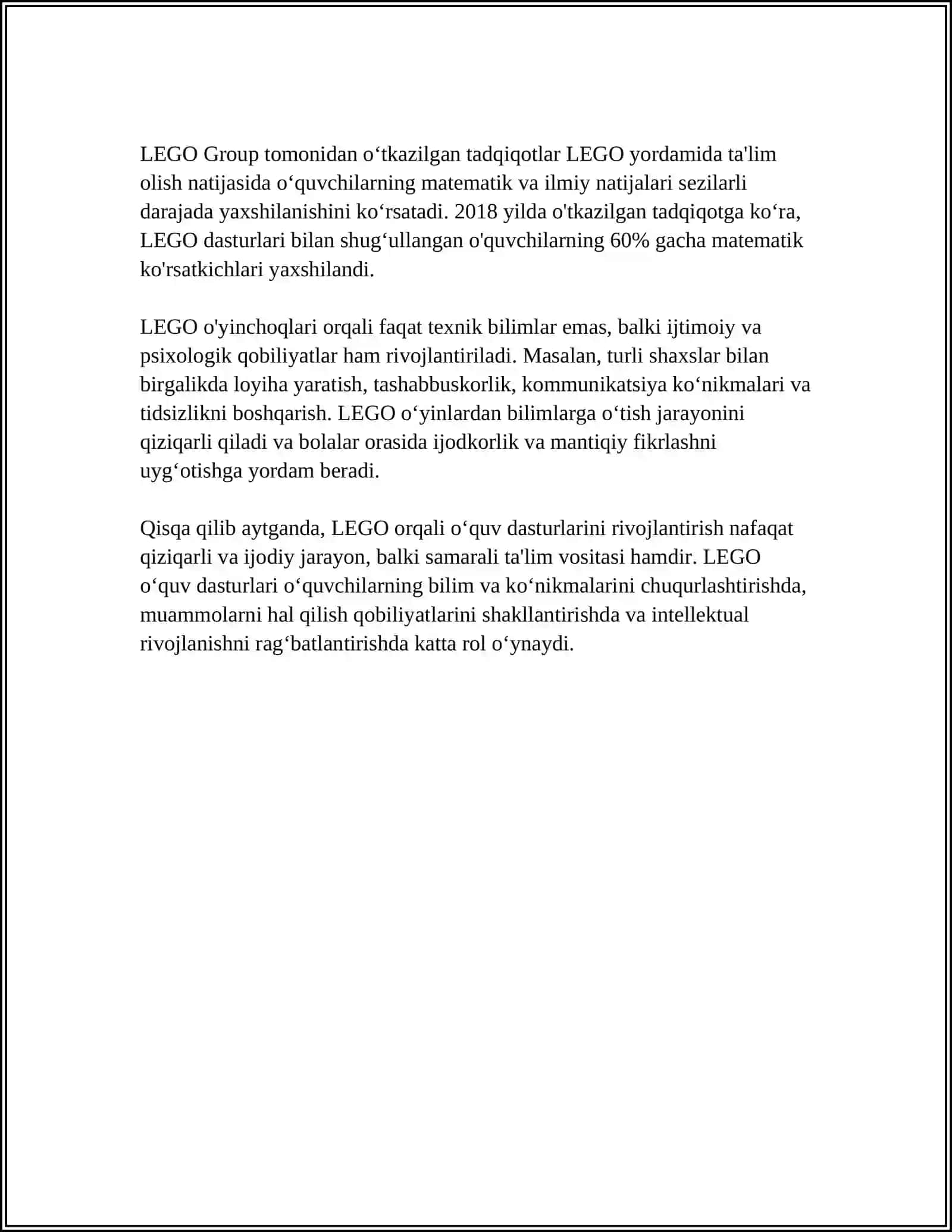 E-ENGENEERING. LEGO-QURILISH KONSTRUKSIYALASH - STEAM TAʼLIM MODULI SIFATIDA 4