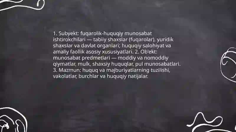 Fuqarolik-huquqiy munosabatlar 4