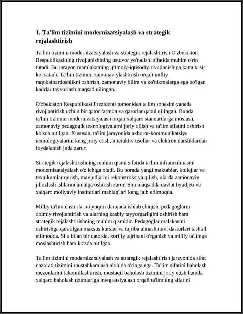 Ta'lim tizimini modernizatsiyalash va strategik rejalashtirish 4