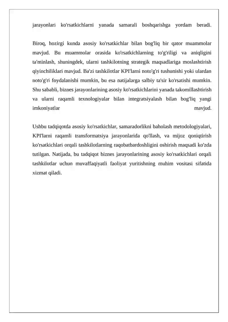 Biznes jarayonlarining asosiy ko'rsatkichlari 4