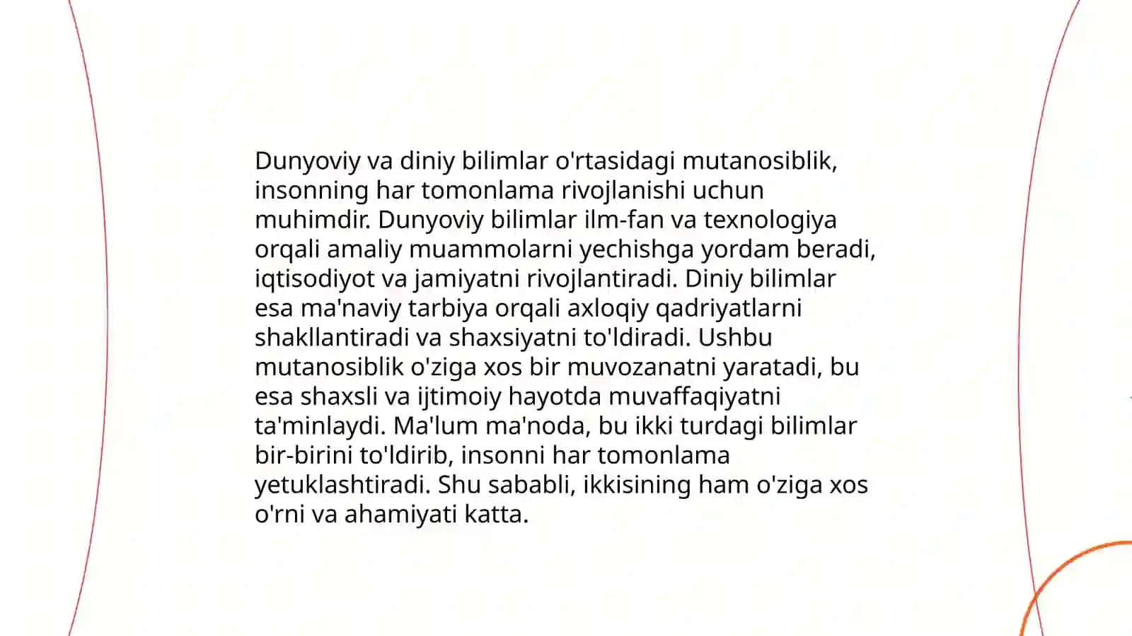 Dunyoviy va diniy bilimlar mutanosibligini ta'minlashning ahamiyati 4