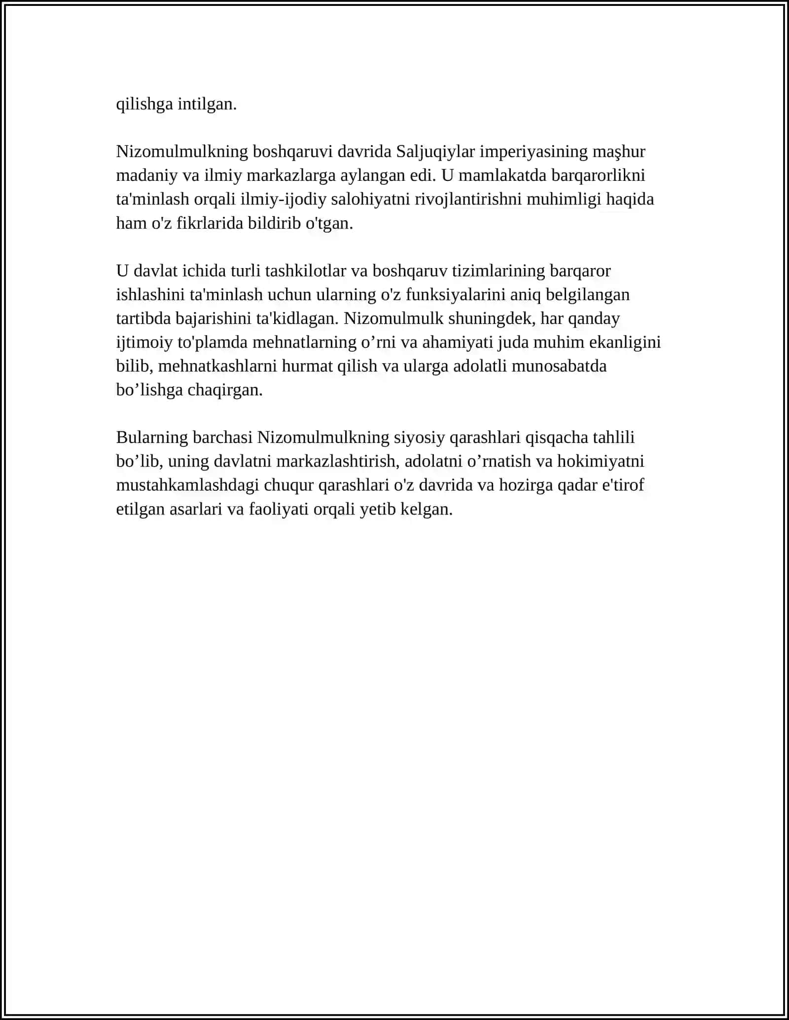 Nizomulmulkning “Siyosatnoma” Asari Boyicha Esse Yozish 4