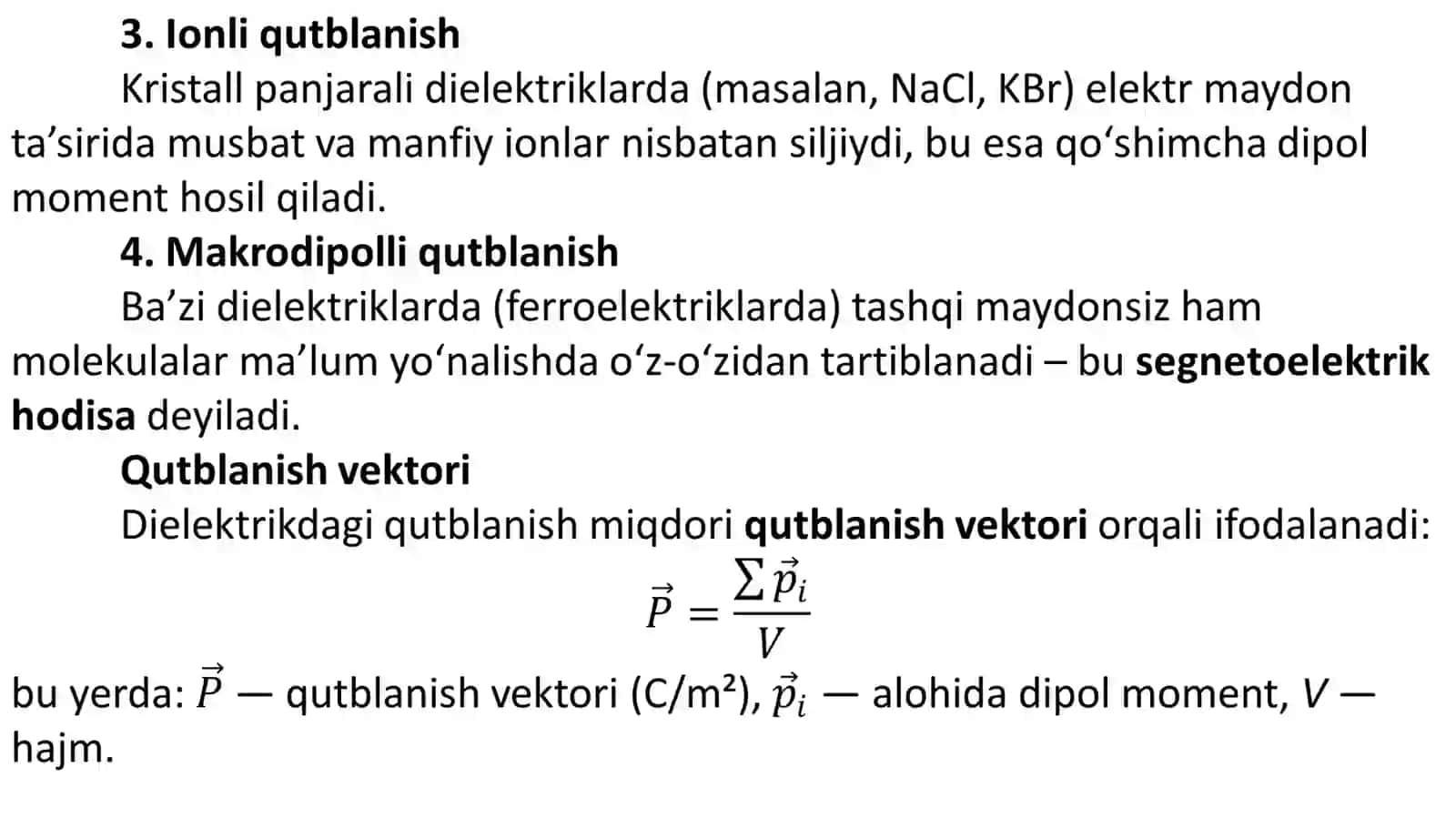 ELEKTR MAYDONIDA DIELEKTRIKLAR VA OʻTKAZGICHLAR 4