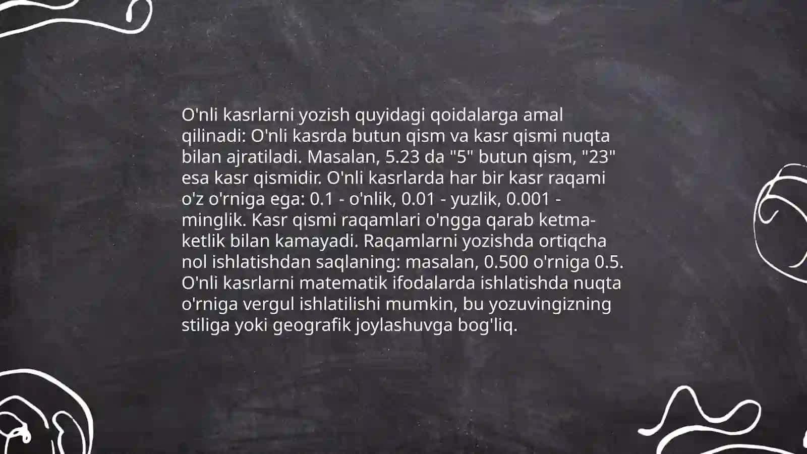 O'nli kasrlar ustida arifmetik amallar 4