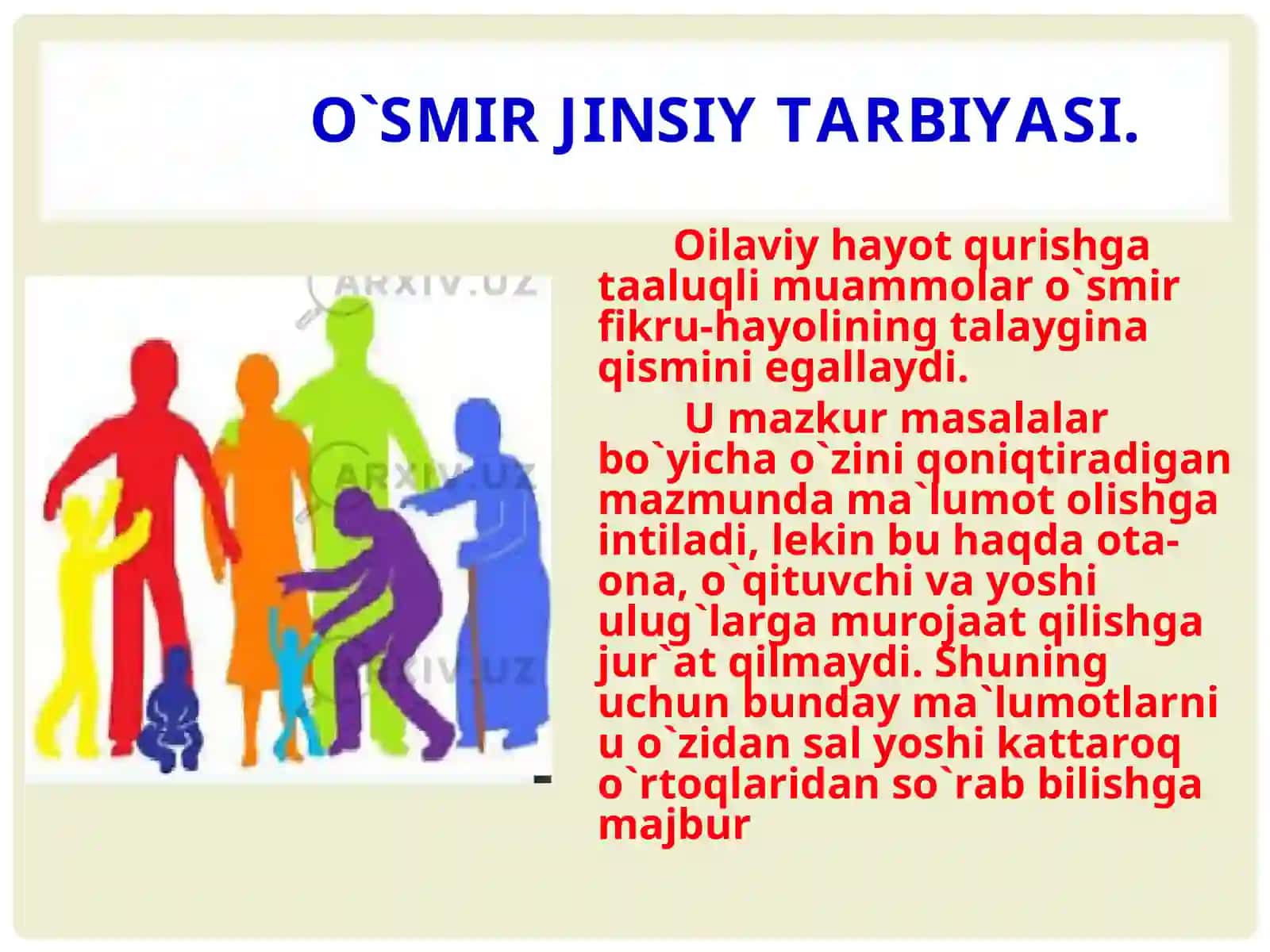 BALOG'AT YOSHI HAQIDA RUHIY JISMONIY VA JINSIY RIVOJLANISH DAVRI. YOSHLARDA JINSIY TARBIYA VA MADANIYATNI SHAKLLANTIRISH 4