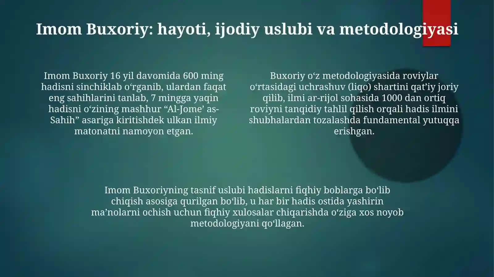 Imom Buxoriy va Imom Termiziyning hadisilmiga qo'shgan hissalarini qiyosiy tahlili 4