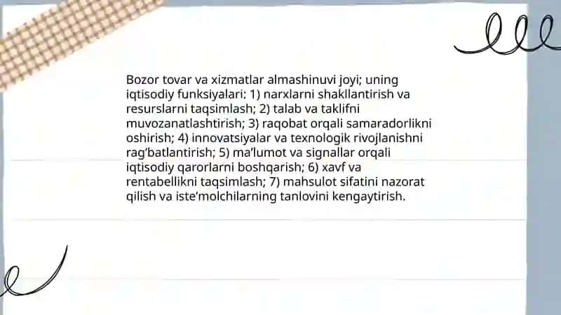 Bozor iqtisodiyoti. Bozor va uning tuzilishi 4