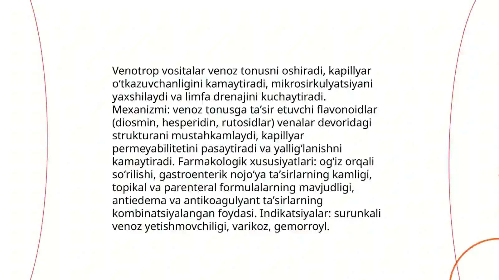 Angioprotektorlar, Venotrop vositalar. Ateroskleroz qarshi vositalar 4
