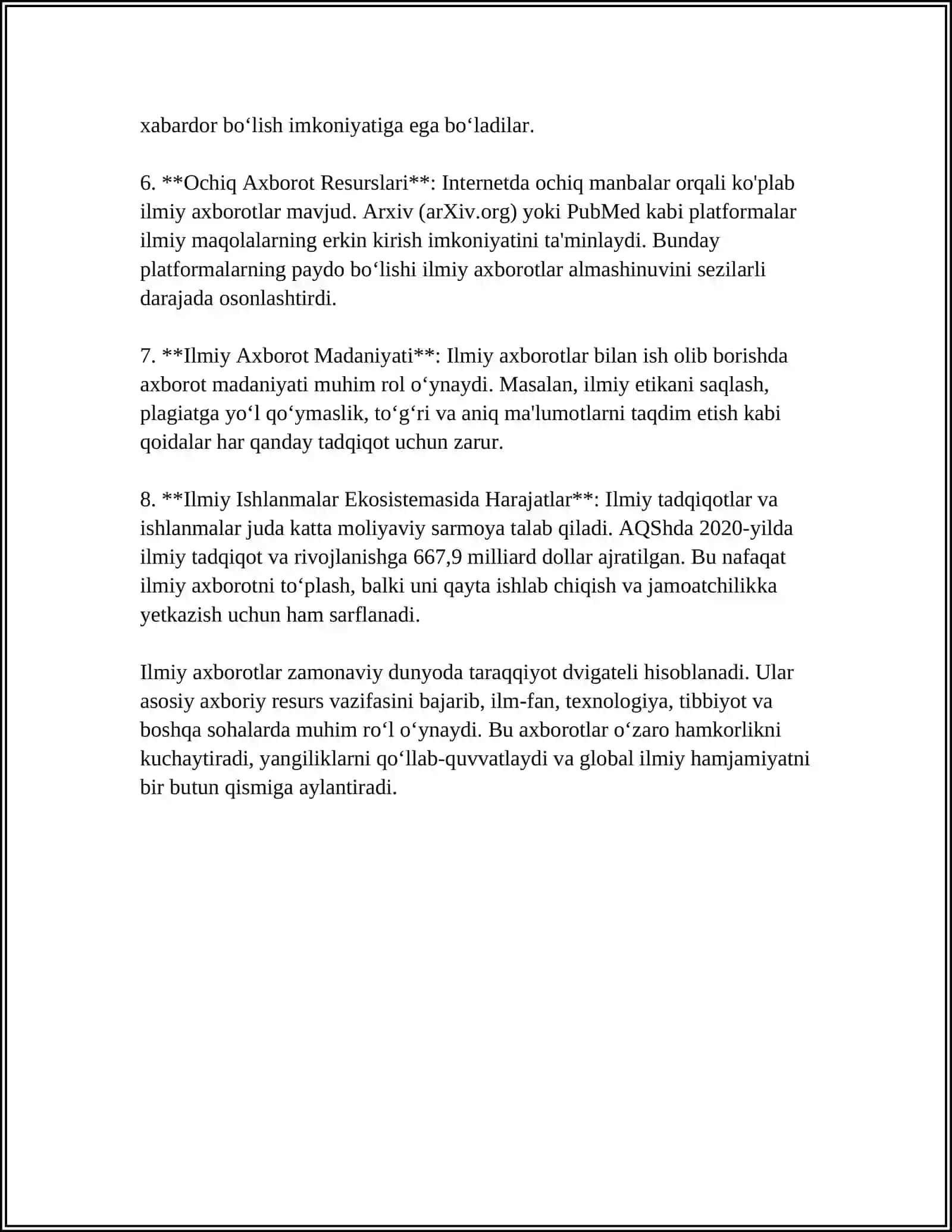 ILMIY AXBOROTLAR VA USHBU ILMIY AXBOROTLARNI MUTOLAA QILISH QOIDALARI 4