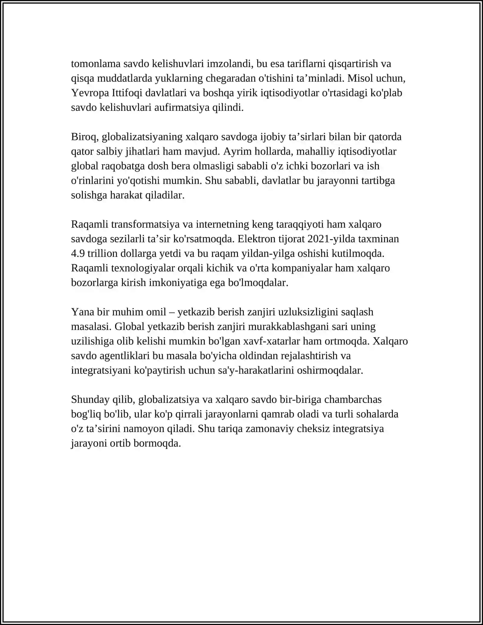 JAHON IQTISODIYOTNI GLOBALLASHUV JARAYONLARINI VUJUDGA KELISH VA RIVOJLANISHIGA TA’SIR ETUVCHI ASOSIY OMILLAR 4