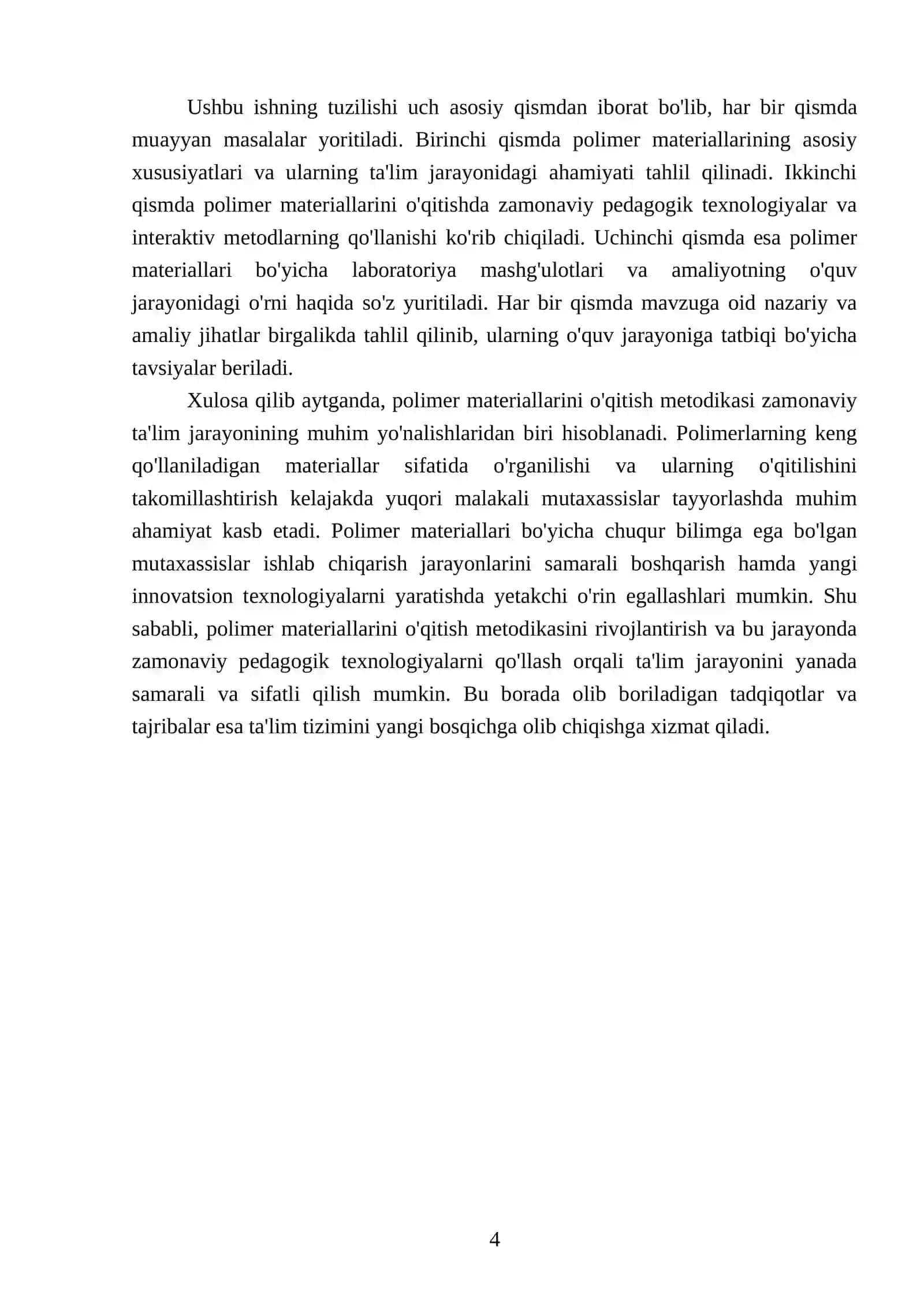 Polimer materiallarini oʻqitish metodikasi 4