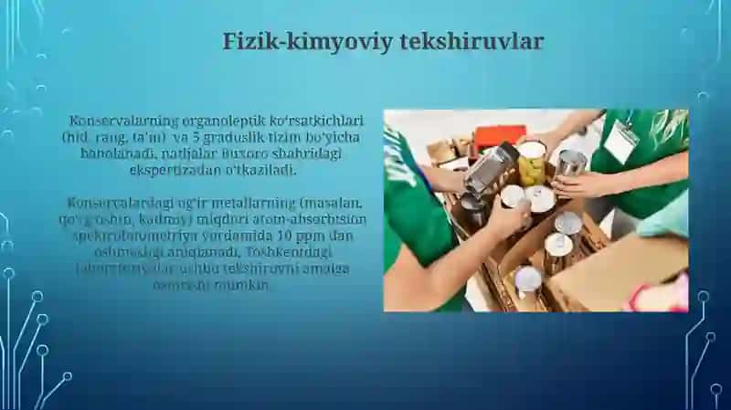Konserva mahsulotlarini sanitariya gigiyenik ekspertizadan oʻtqazish 4
