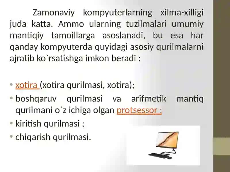 Kompyuterlarni tashkiliy qismlari, asosiy ko‘rsatkichlari va xususiyatlari 4