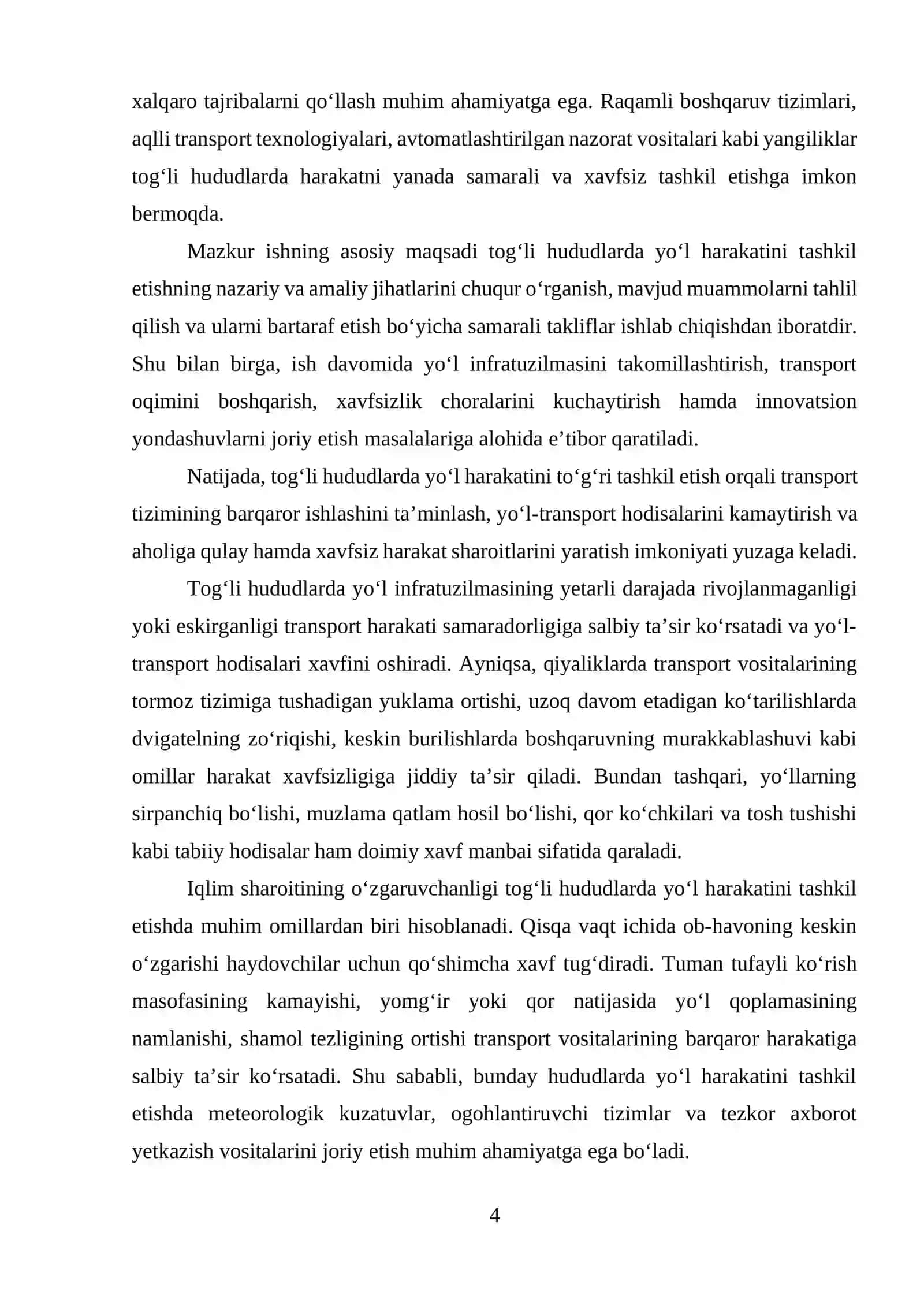 Tog‘li hududlarda yo‘l harakatini tashkil etishning nazariy asoslari 4