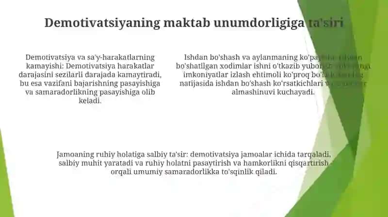 Demotivatsiyaga Ega BoʻLgan Xodimlarning Ish Unumdorligini Oshirish 4