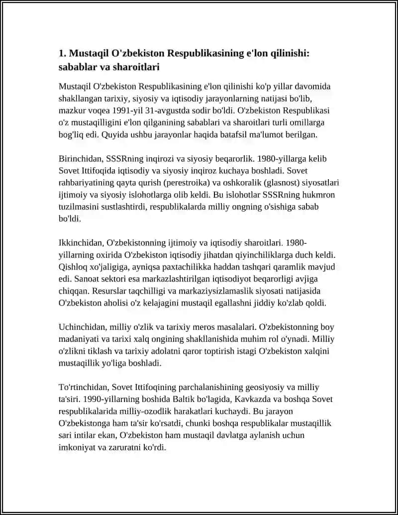 MUSTAQIL ÓZBEKISTON RESPUBLAKASINI TASHKIL TOPISHI VA UNING TARIXIY AHAMIYATI 4