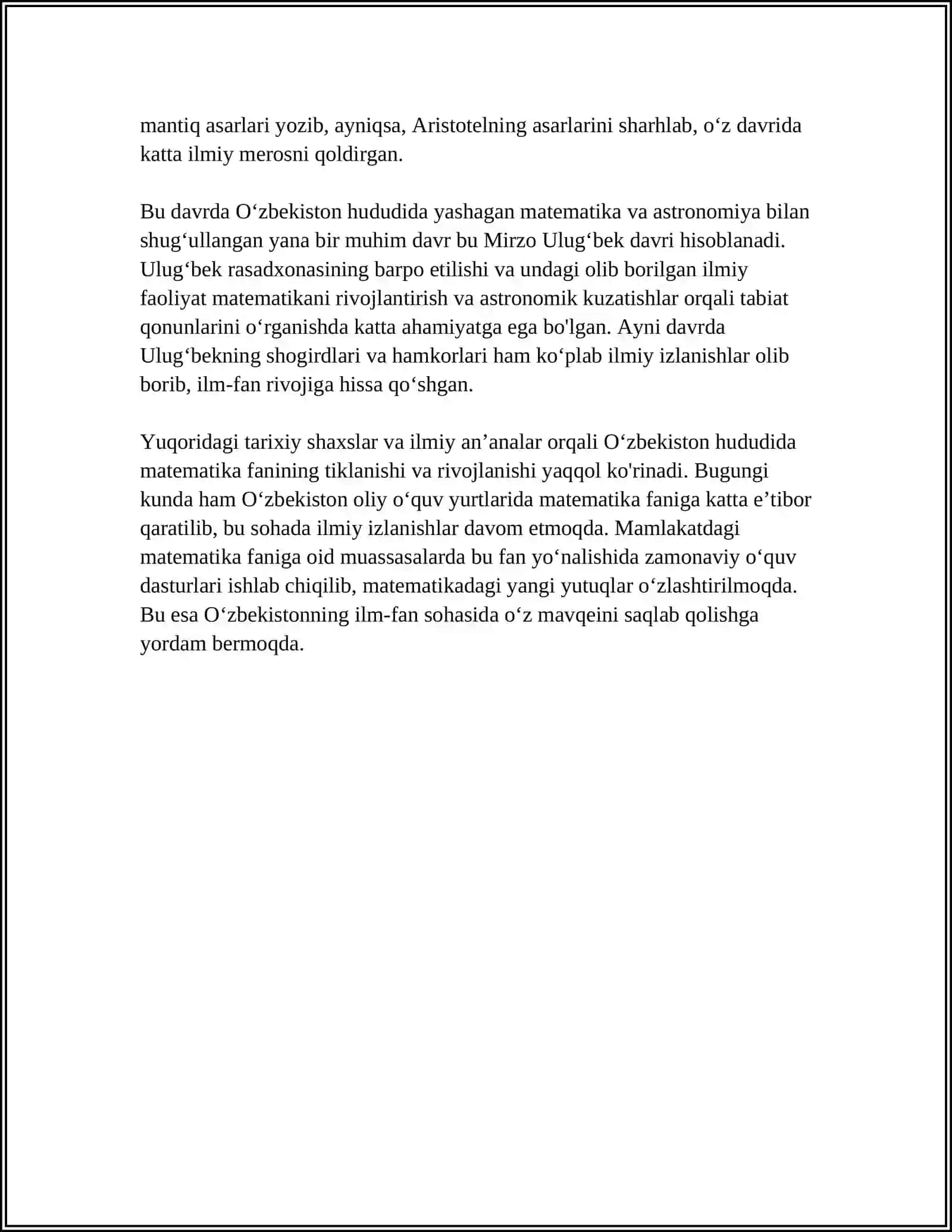 MAMLAKATIMIZDA MATEMATIKA FANLARINING YANGI TARIXI VA RIVOJLANISH ISTIQBOLLARI 4