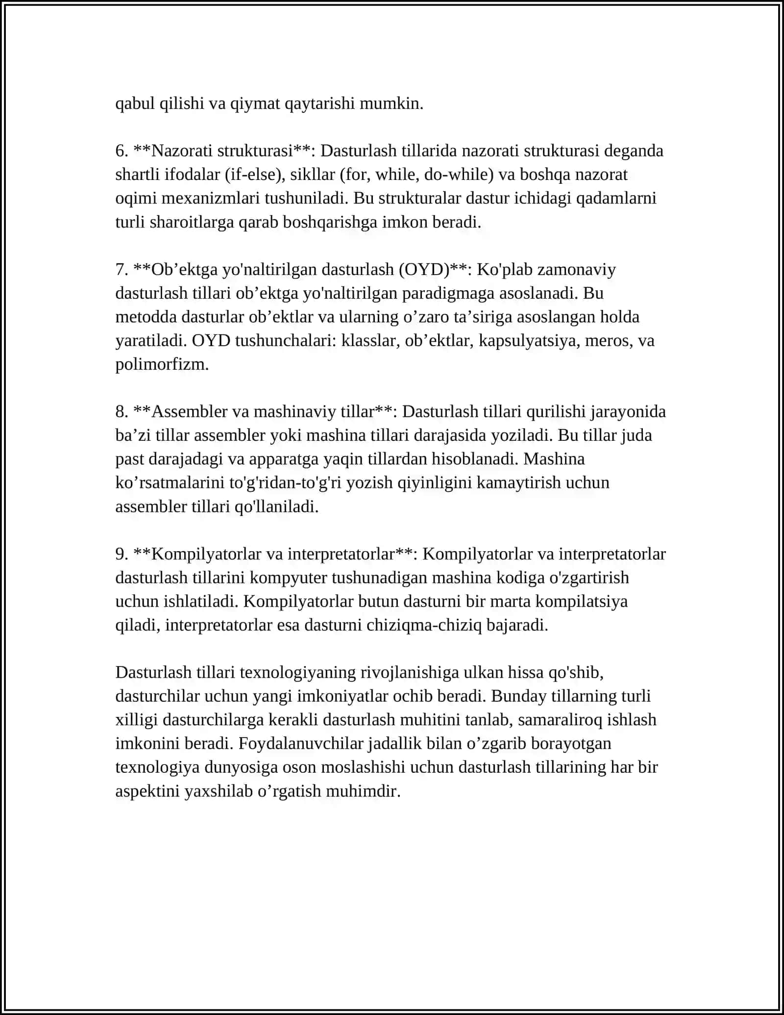 Dasturlash Tillarini Tuzilmasi. Ma'lumot Turlari 4