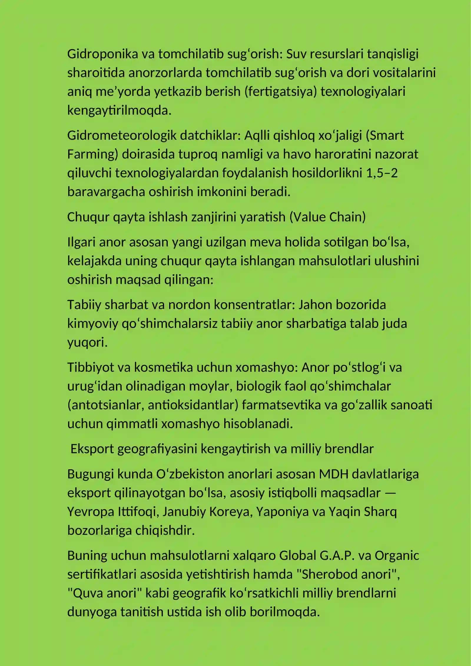 o'zbekistonda anorchilik rivojlanish tarixi 4