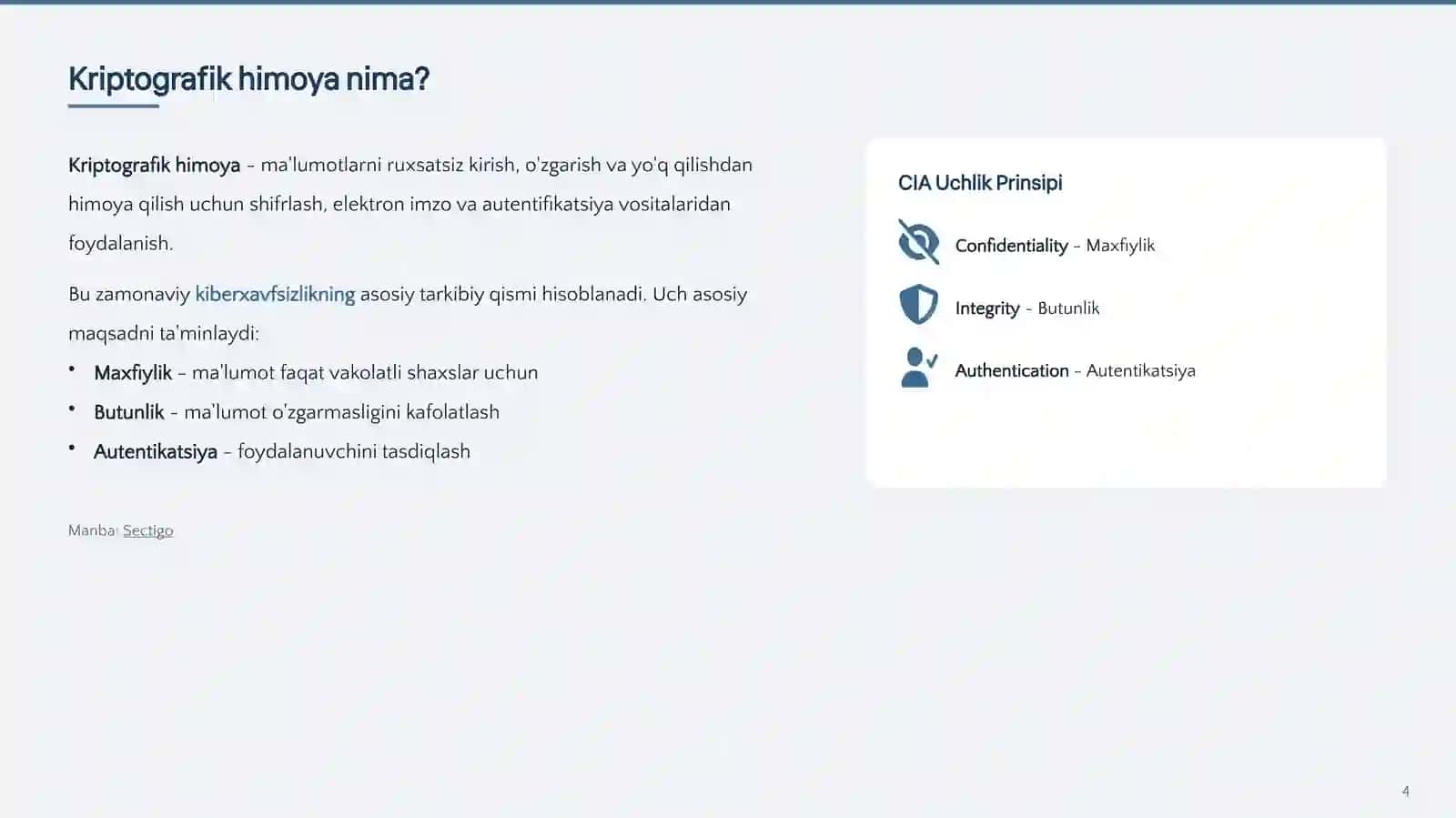 Kriptografik himoya vositalarini ishlab chiqaruvchilar (Philips va Siemens) misolida 4