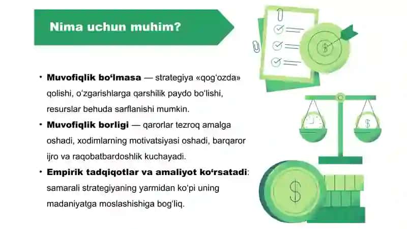 Strategiya va madaniyatni muvofiqligini ta`minlash 4