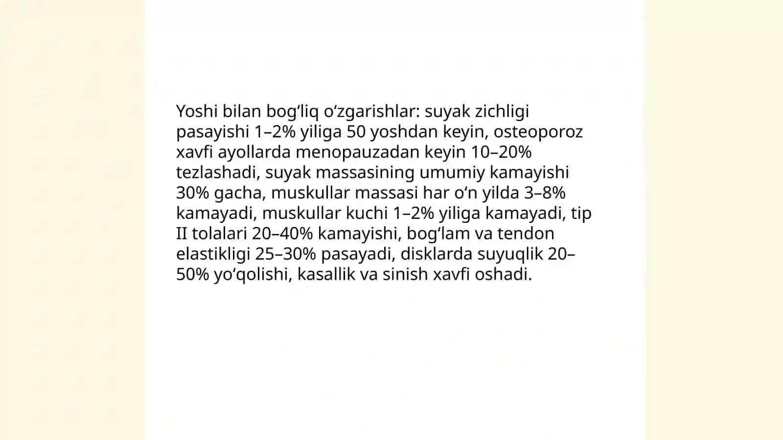 Qariyalarda tayanch - harakat tizimi kasalliklari kechishining oʻziga xos xususiyatlari 4