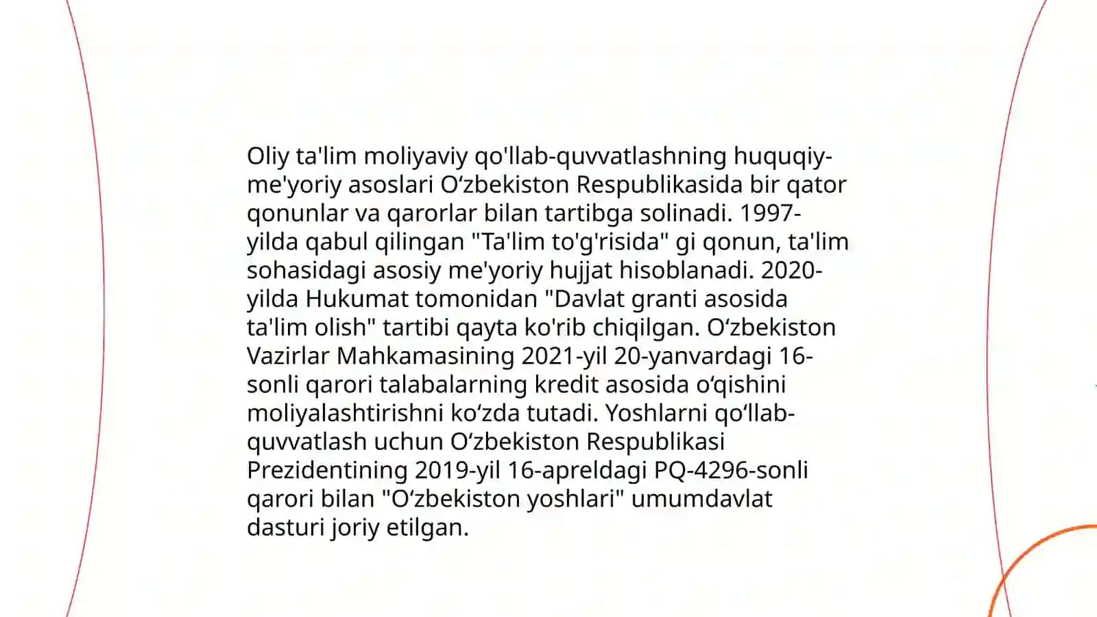 Oliy ta'lim muassasalarini moliyalashtirishning meʼyoriy-huquqiy asoslari 4