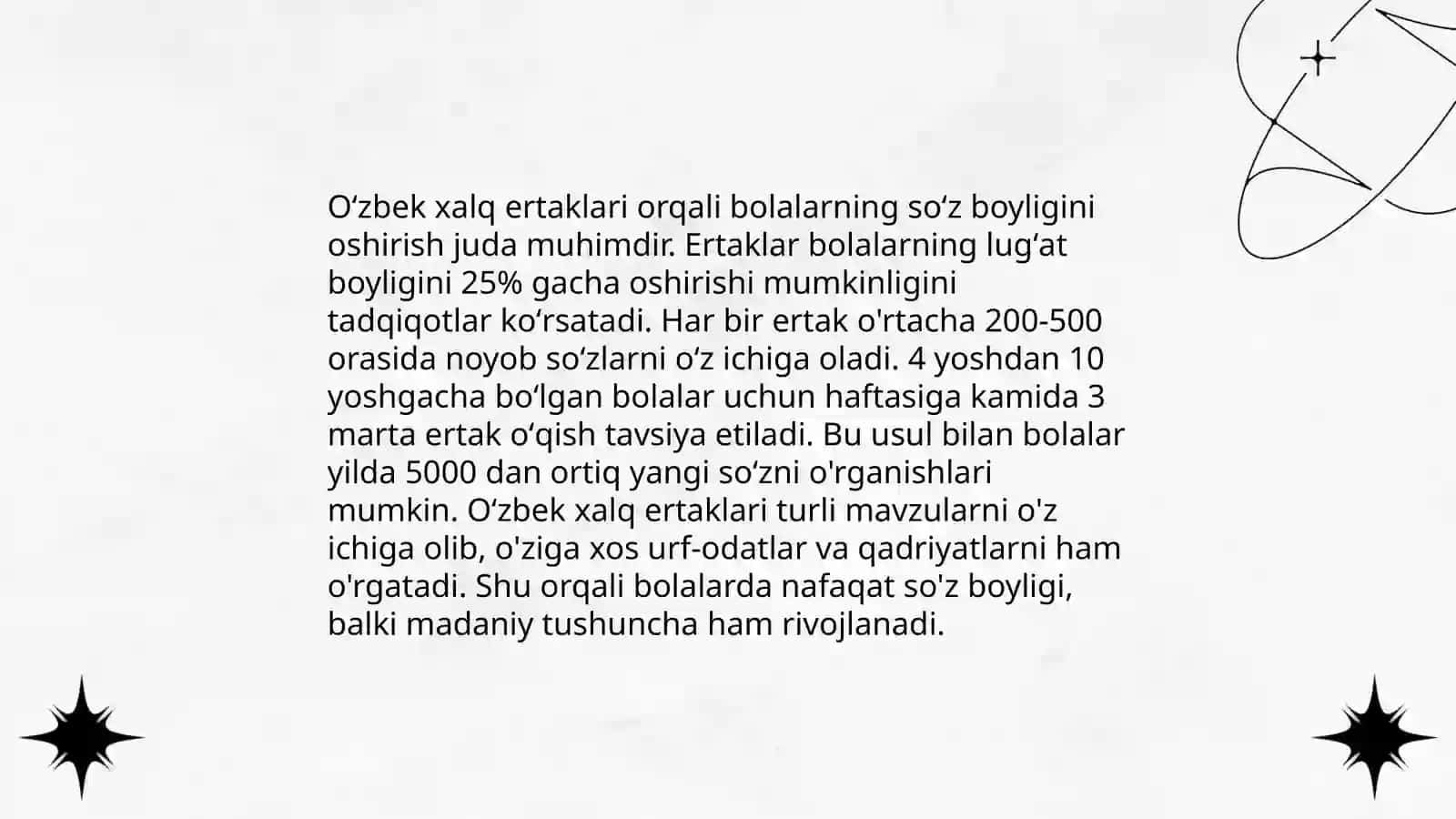 Oʻzbek xalq ertaklarini saxnalashtirish orqali bolalarning nutqiy faoliyatini rivojlantirish 4