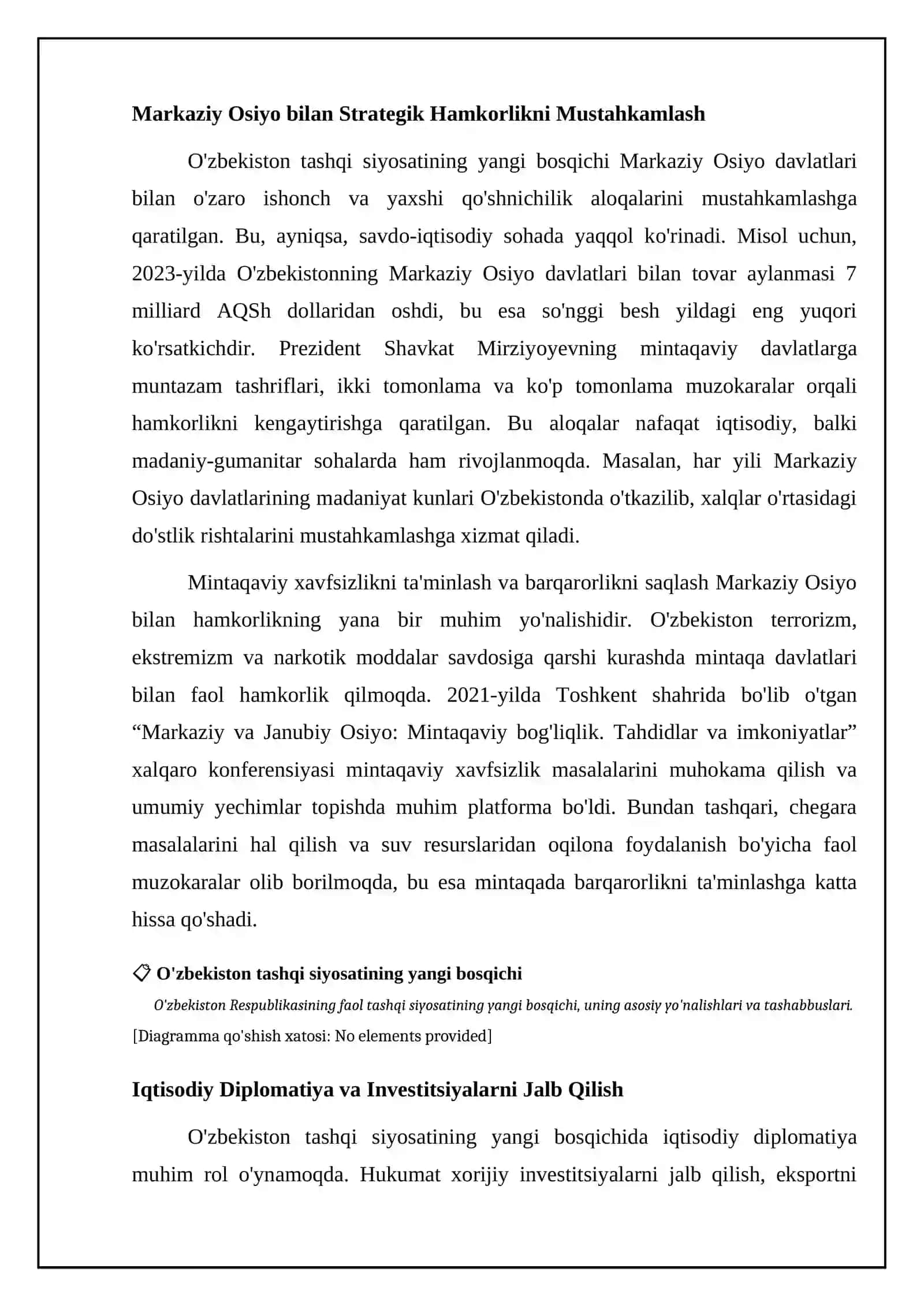 O'zbekiston tashqi siyosatining yangi bosqichi: Asosiy yo'nalishlar va tashabbuslar 4