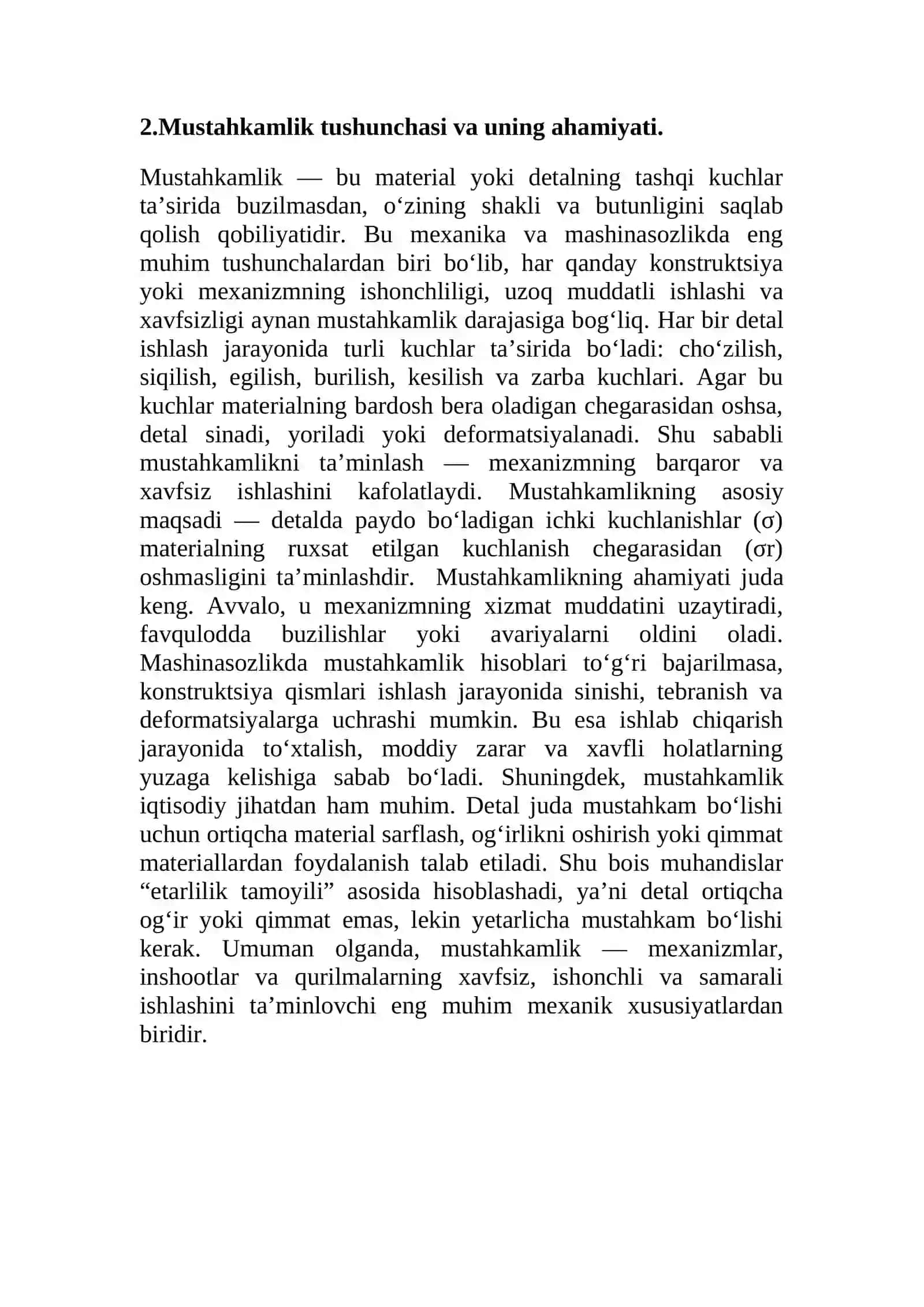 Mexanizm va detallarining mustahkamligi va bikrligi 4