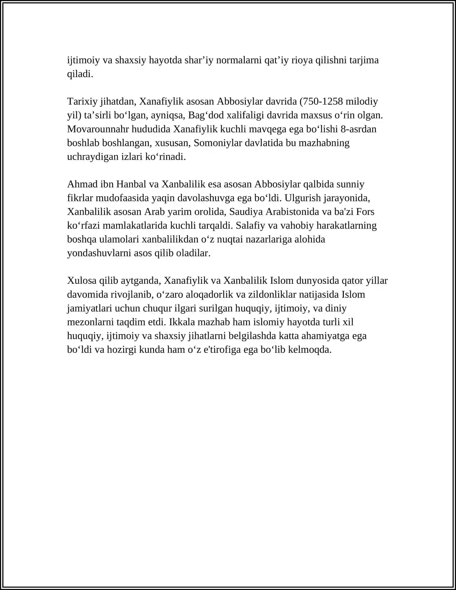 XANAFIYLIK VA XANBALILIK MASXABINING ÒZARO FARQLARI 4
