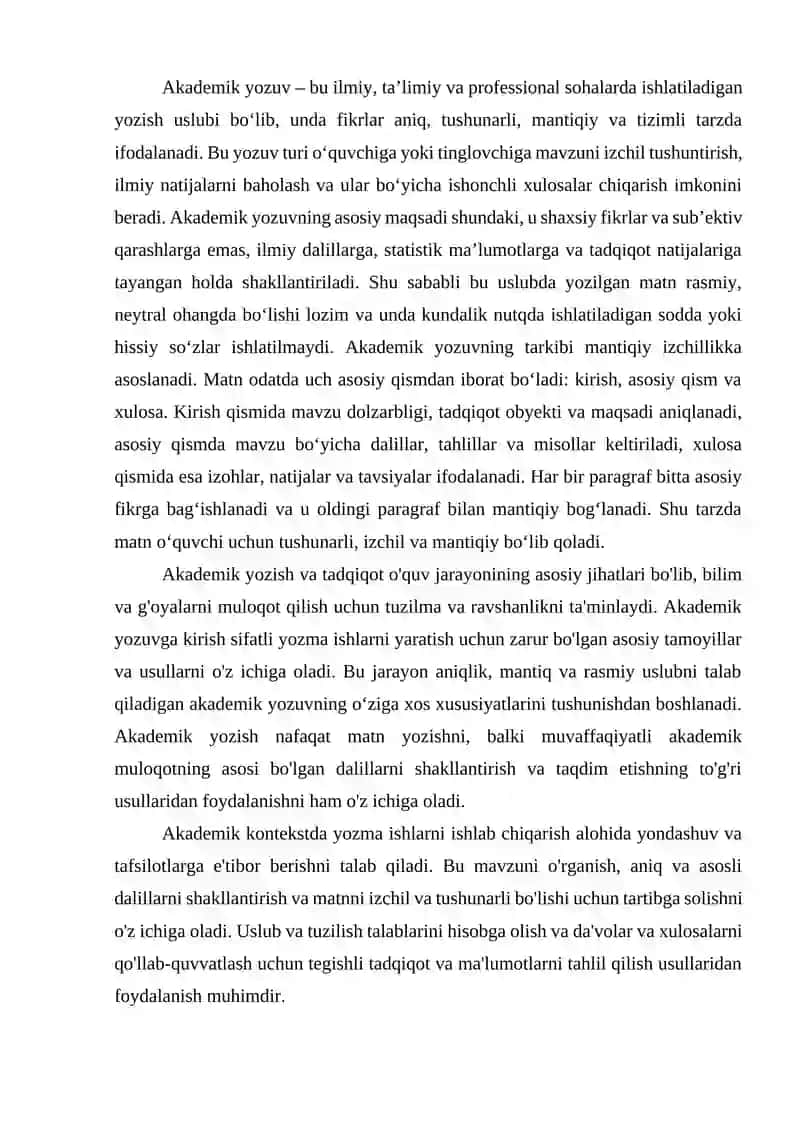 Akademik yozuvda stil va uslubni tanlash mezonlari,Mustaqil ish. 4