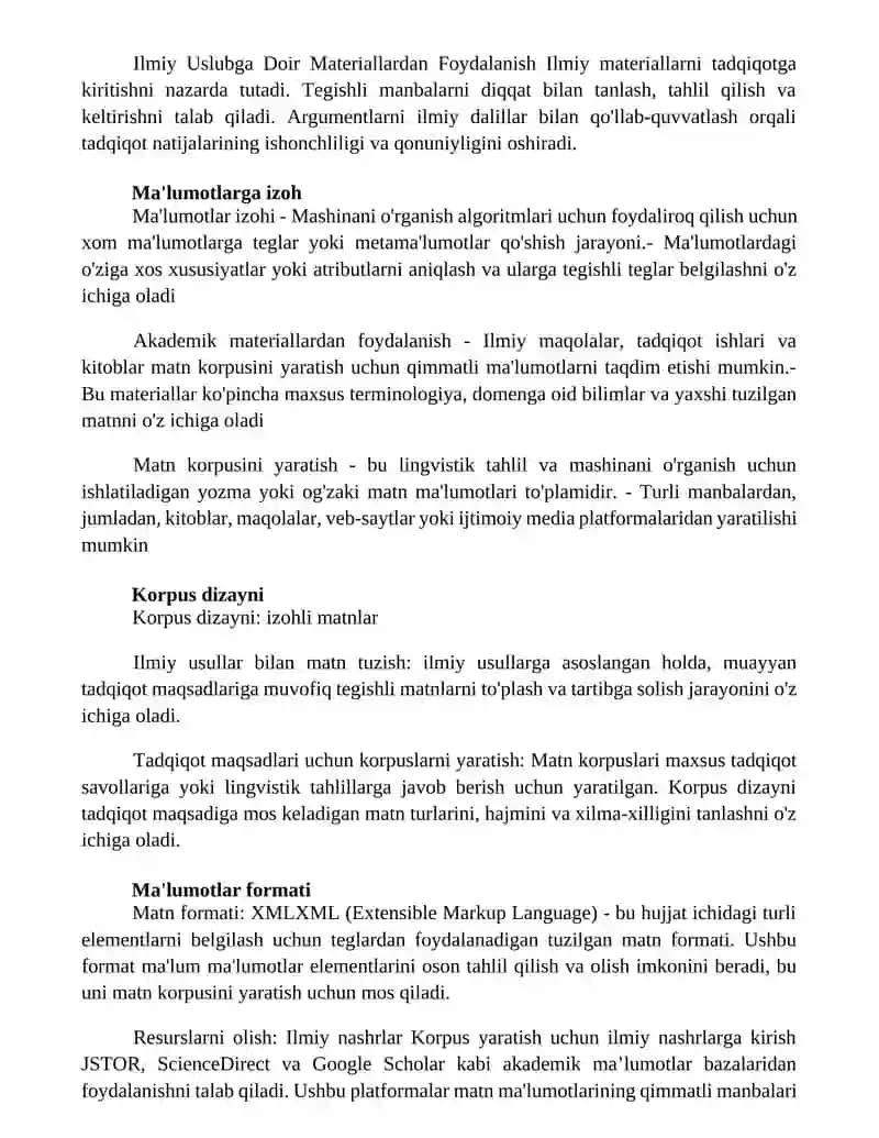 Ilmiy Uslubga Doir Materiallardan Foydalanib Matnlar Korpusini Yaratish 4