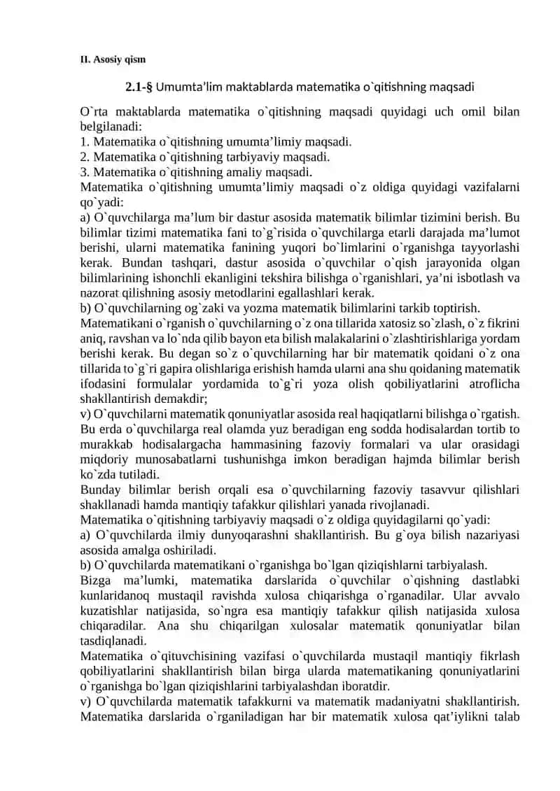 Umumtaʼlim maktablarda oʻquvchilarning matematikadan bilim, koʻnikma va malakalarini baholash va nazorat qilish metodikasi 4
