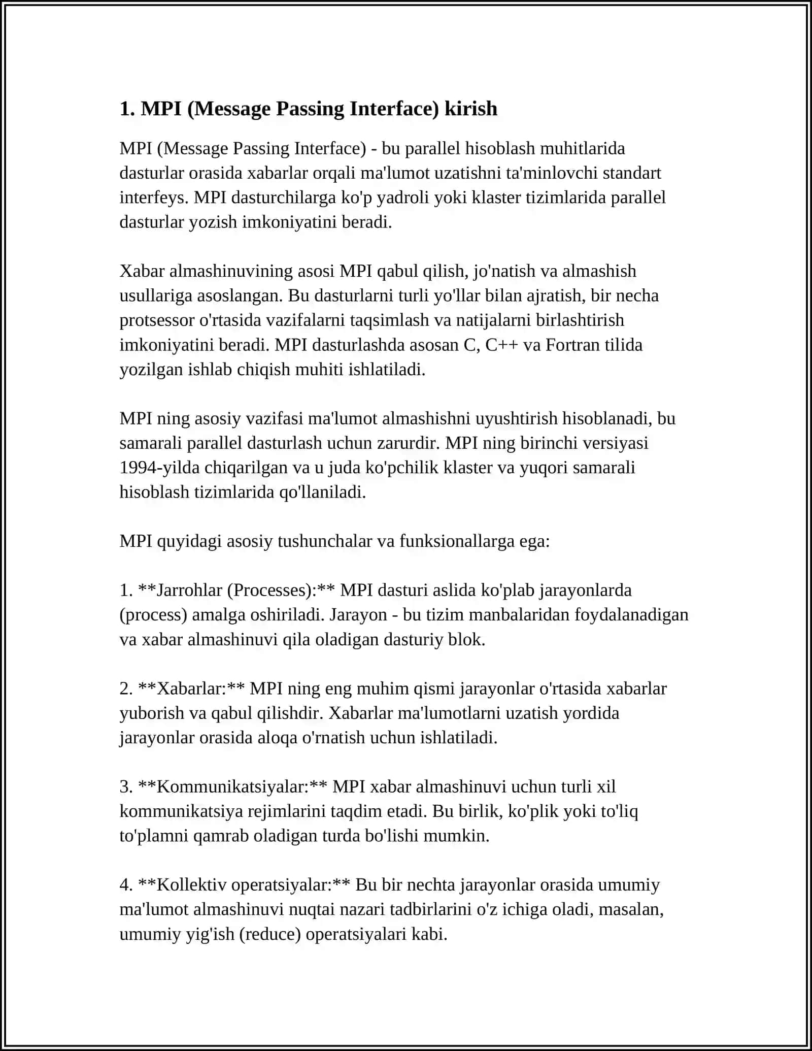 MPI PAKETIDA ISHLASH 4