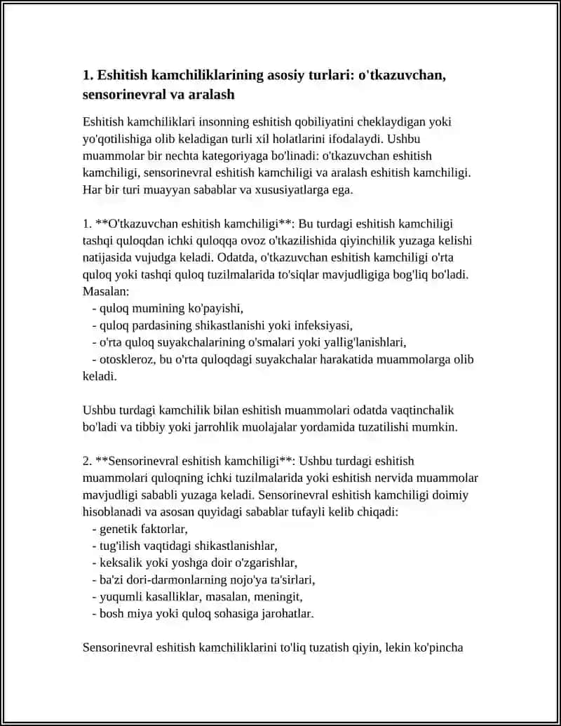 INSON ESHITISH ORGANLARINI ASOSIY KAMCHILIKLARINI TASNIFLASH 4