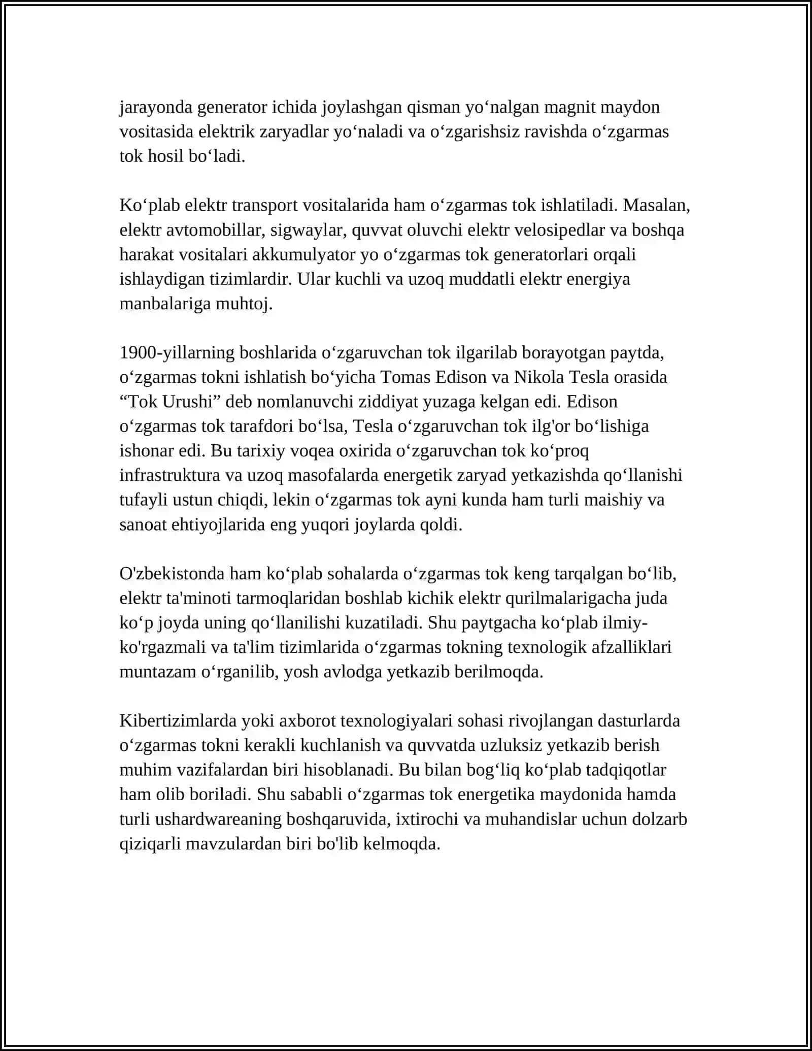 OʻZGARMAS VA UZGARUVCHAN ELEKTR TOKI 4