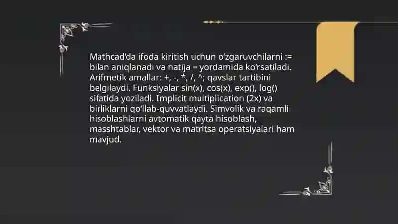 Mathcad dasturida ishlash 4