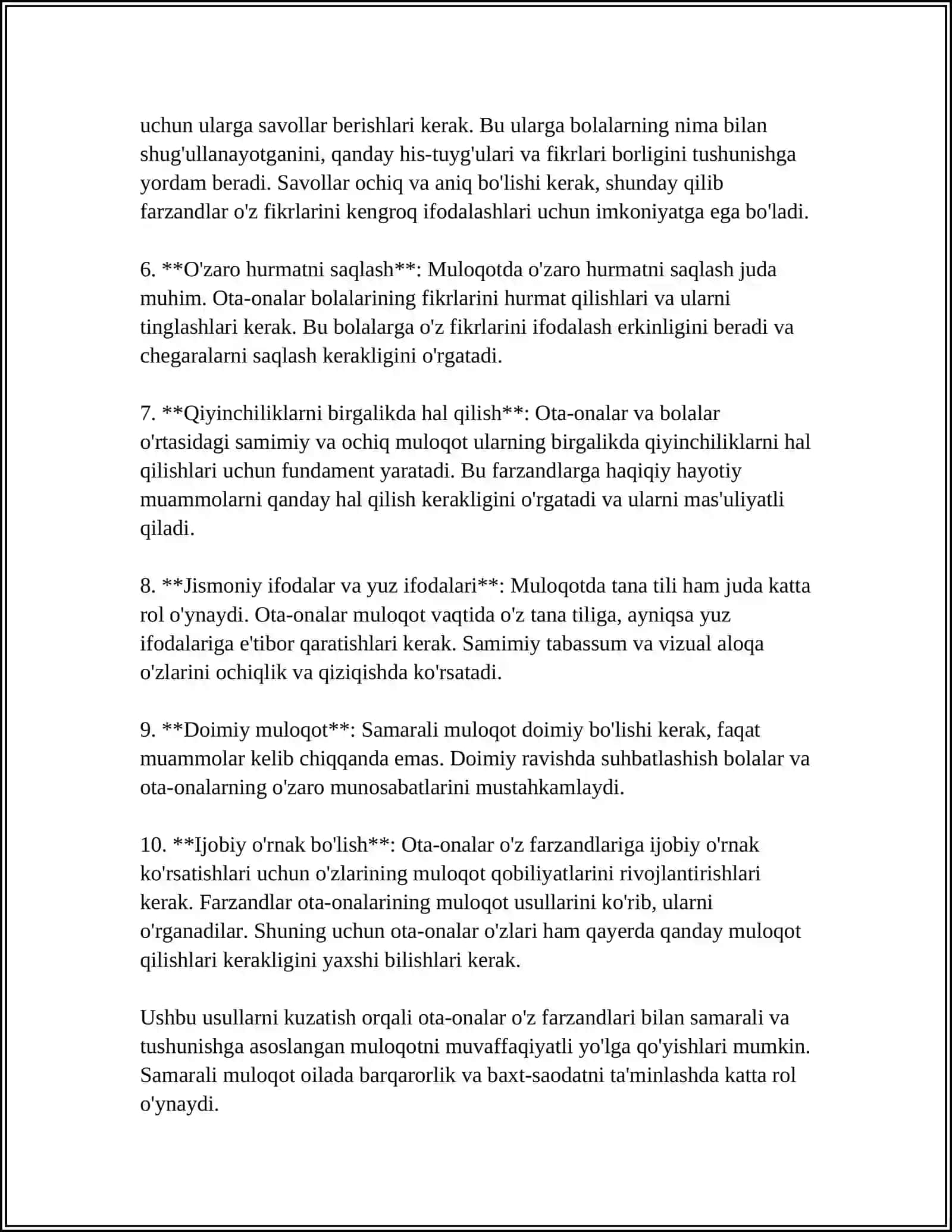 OTA-ONALAR BILAN HAMKORLIKNI YO'LGA QO'YISHNING PEDAGOGIK-PSIXOLOGIK SHART SHAROITLARI 4