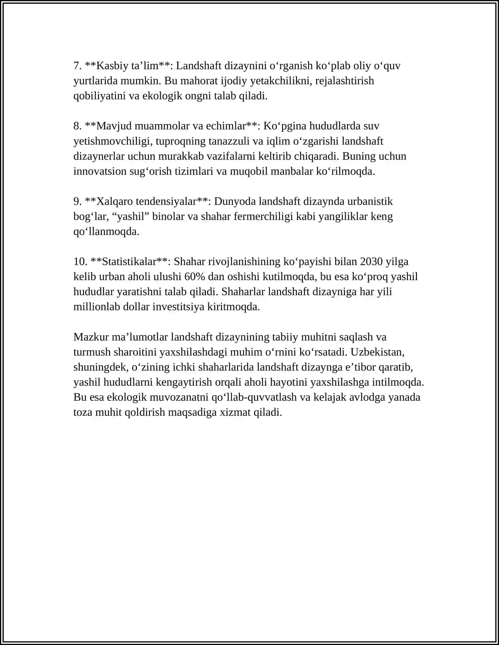 LANDSHAFTNIG ICHKI TUZULISHI 4