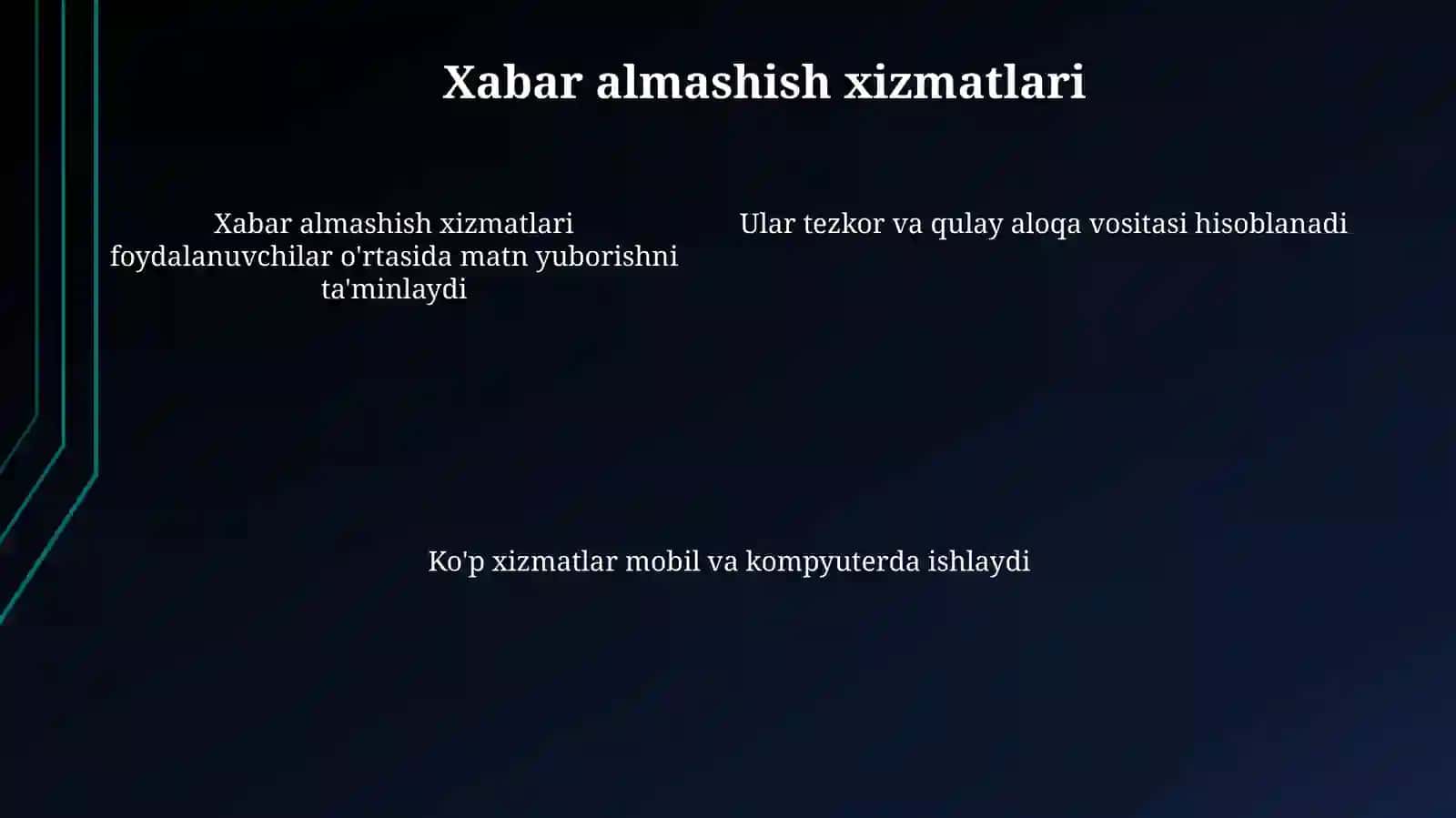 Internetda xabar almashish va so'zlashuv xizmatlari 4