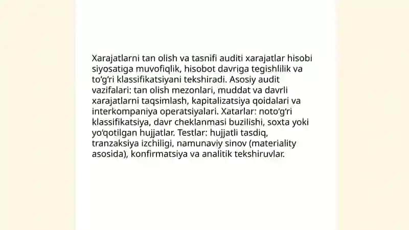 Daromad va harajatlar hamda moliyaviy natijalar auditi 4