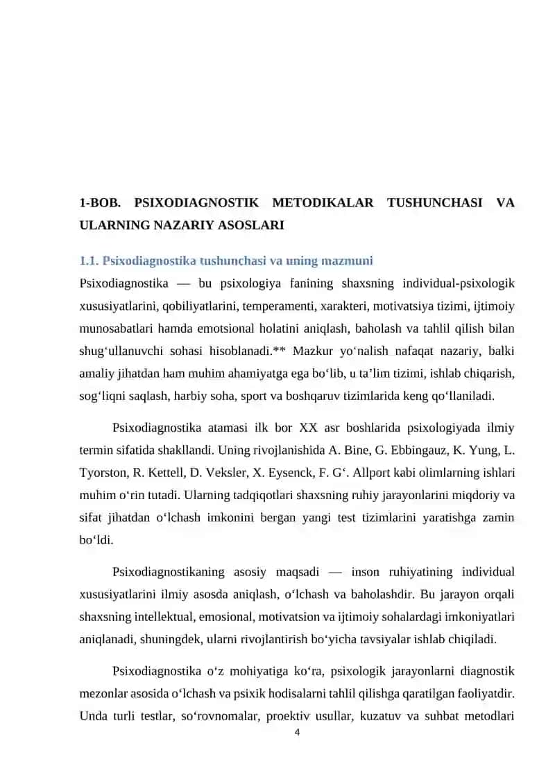 AMALIY TOPSHIRIQ XARAKTERIGA KO’RA PSIXODIAGNOSTIK METODIKALAR KLASSIFIKATSIYASI 4