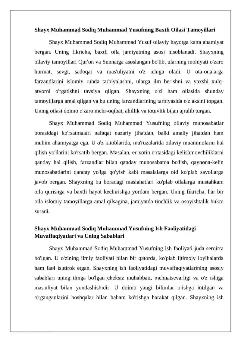 Shayx Muhammad Sodiq Muhammad Yusufning hayoti va ilmiy merosi 4
