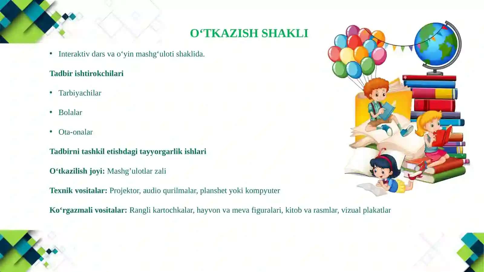 MAKTABGACHA TA'LIM TASHKILOTI VA OILA HAMKORLIGI 4