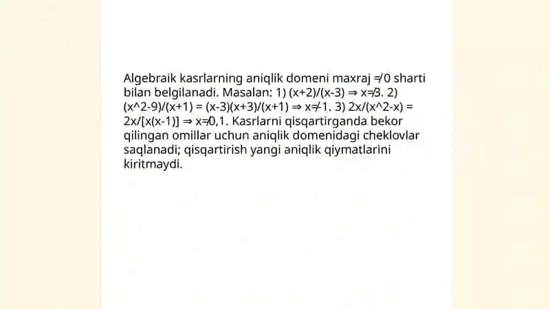 Algebraik kasr. Kasrlarni qisqartirish 4
